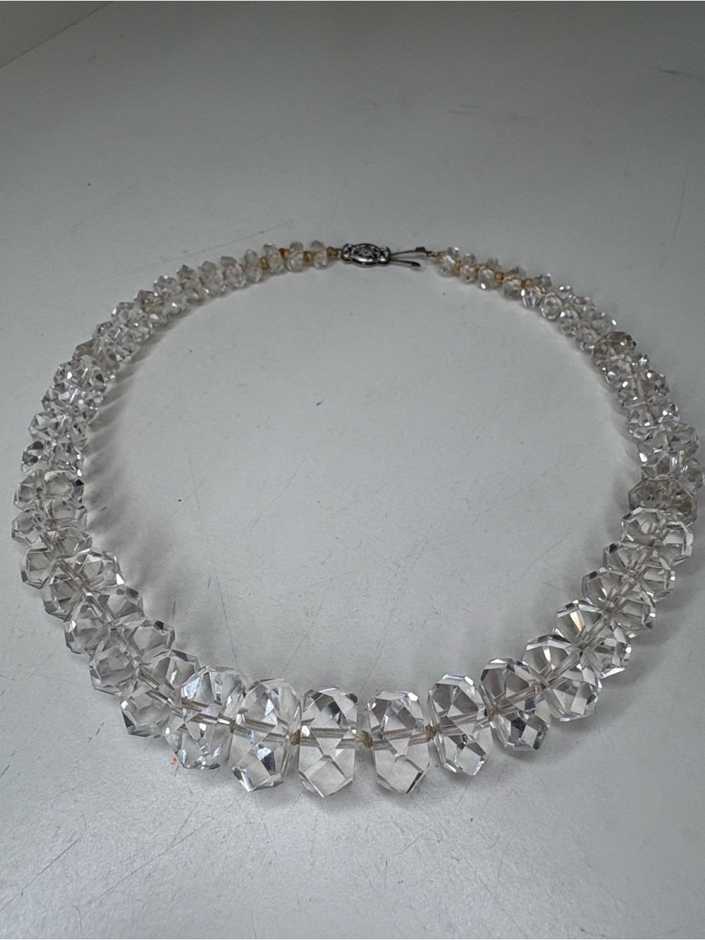 Vintage Art Deco 10K Filigree Clasp | Faceted Crystal Graduated Bead Necklace